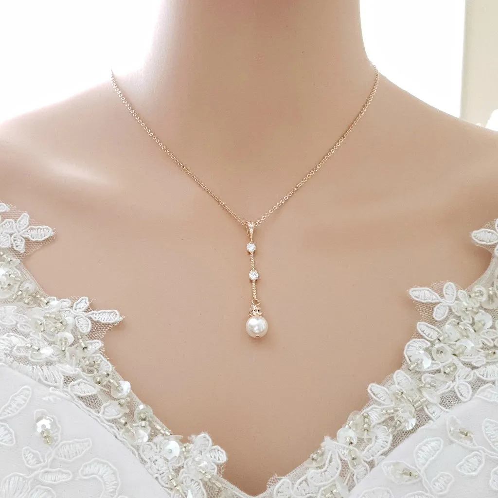 Slim Necklace Earring Bridal Jewelry Set- Ginger