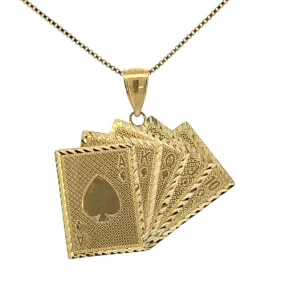 Small Straight Flush Pendant - 10K Yellow Gold