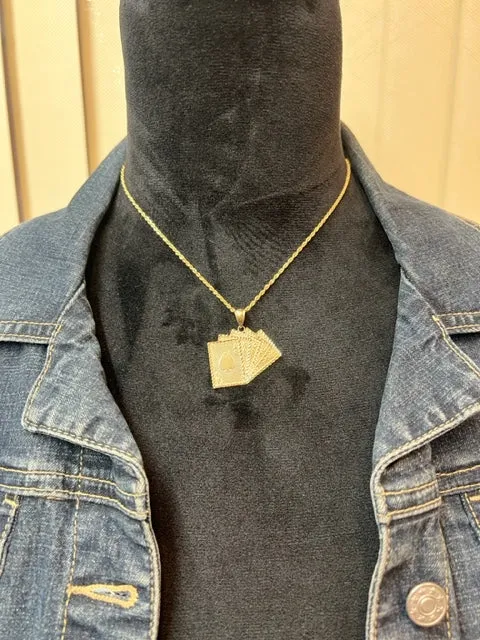 Small Straight Flush Pendant - 10K Yellow Gold