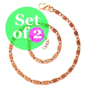 Solid Copper Anklet Set Celtic Scroll Chain Anklets AC61S Adjustable Matching Copper Ankle Chains