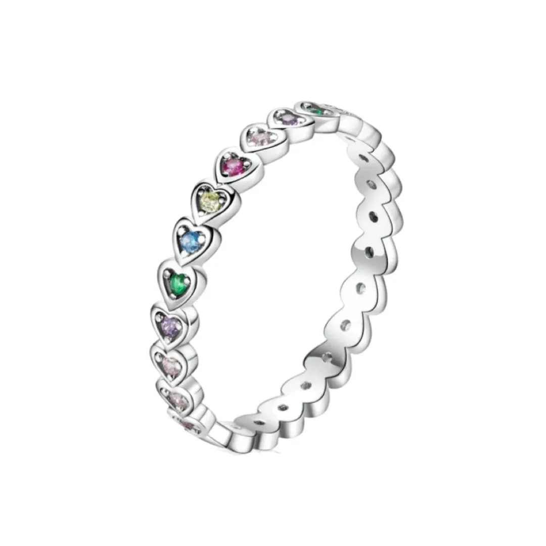 SPARKLING RAINBOW HEARTS RING