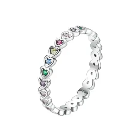 SPARKLING RAINBOW HEARTS RING