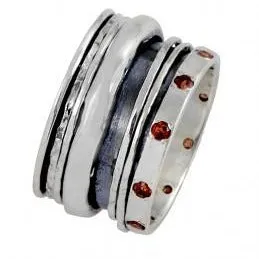 Spinner Ring for woman Jewelry. Sterling Silver Ring set with cz