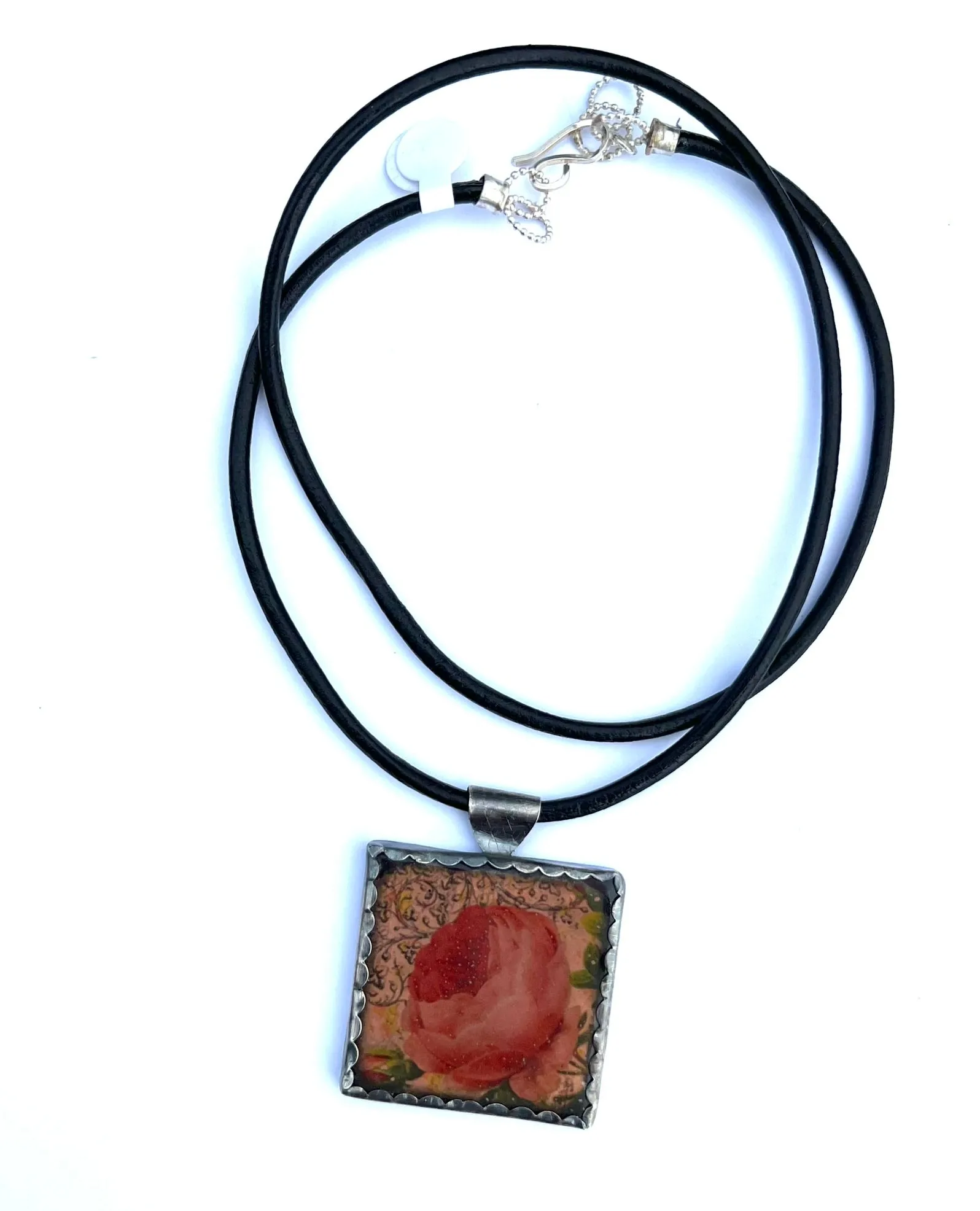 Square Rose Pendant Necklace