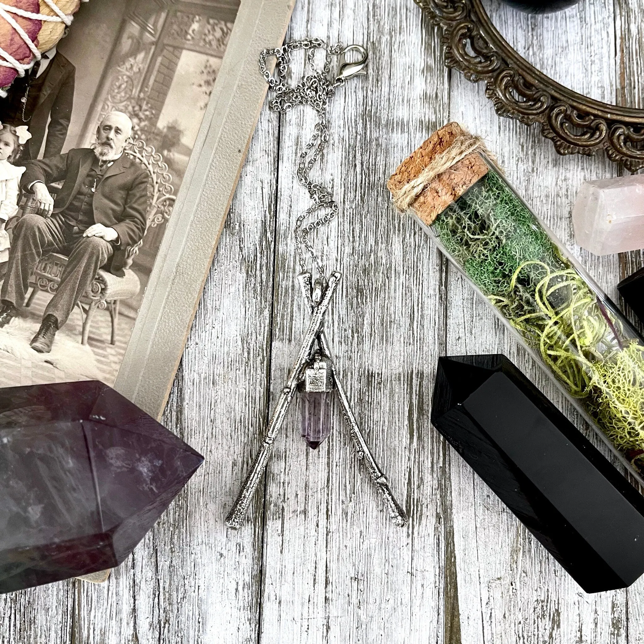 Sticks & Stones Collection- Raw Vera Cruz Amethyst Crystal Necklace in Fine Silver /