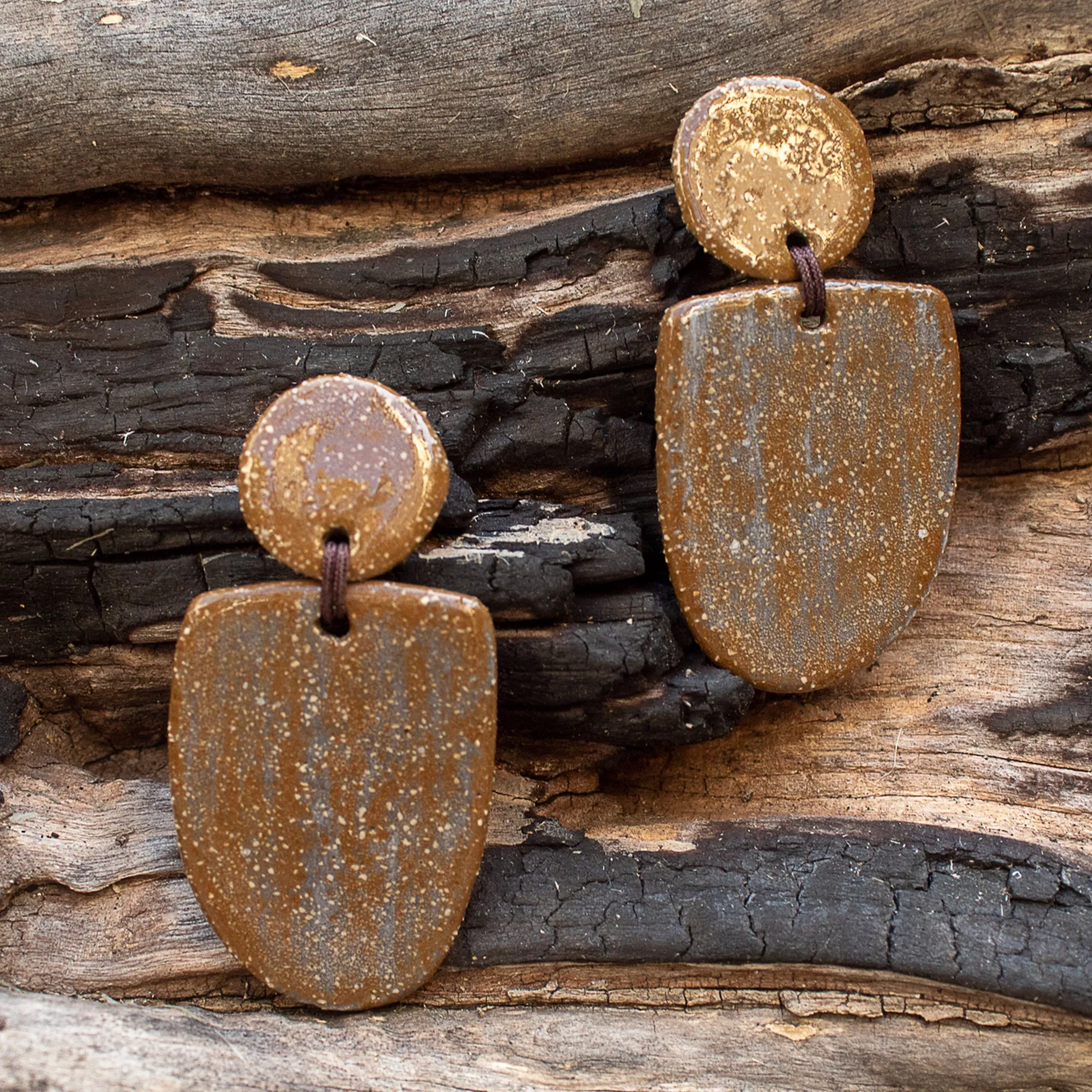 Stud Ceramic Earrings in brown