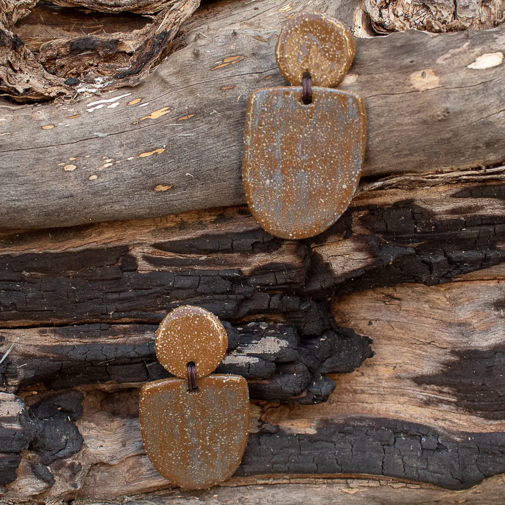 Stud Ceramic Earrings in brown