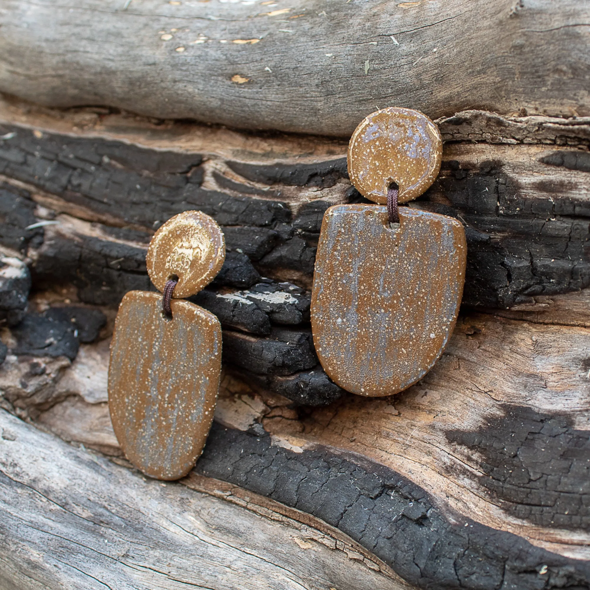 Stud Ceramic Earrings in brown