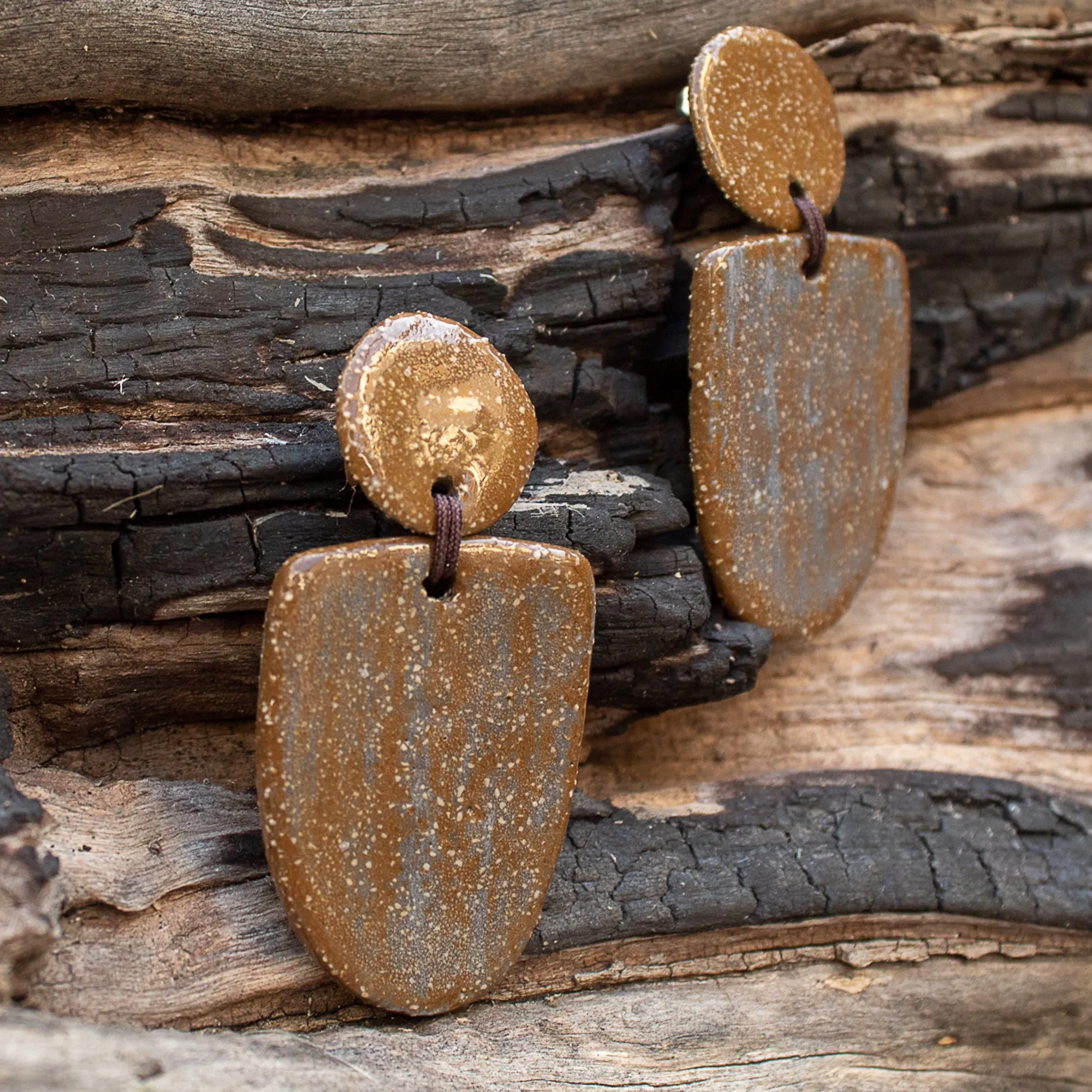 Stud Ceramic Earrings in brown