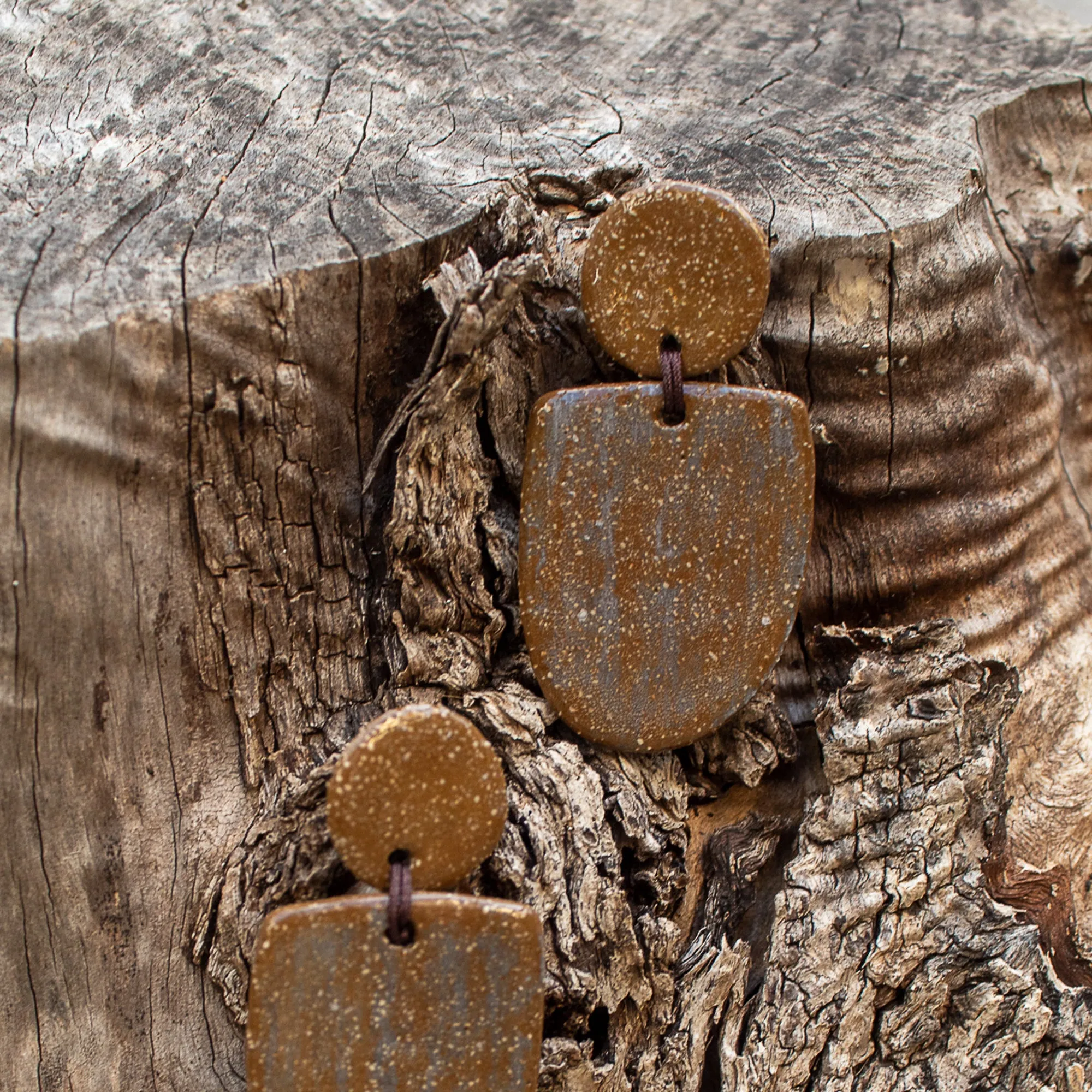 Stud Ceramic Earrings in brown