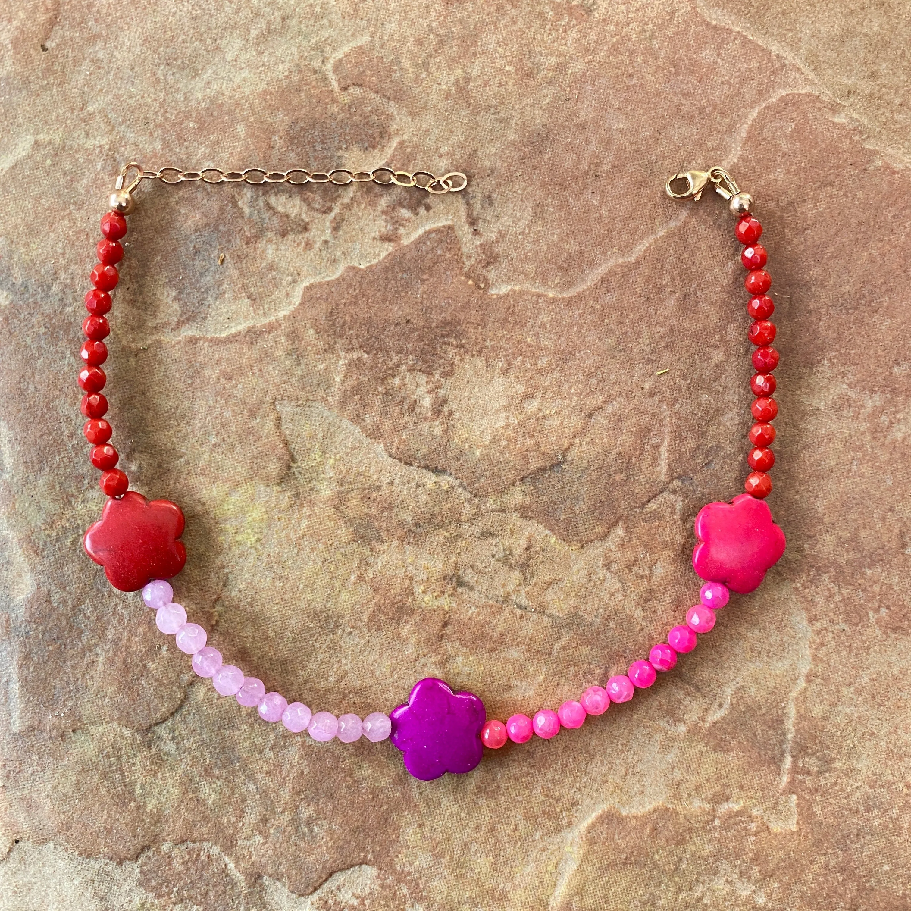 Summer Gemstone Flower Beaded Anklets