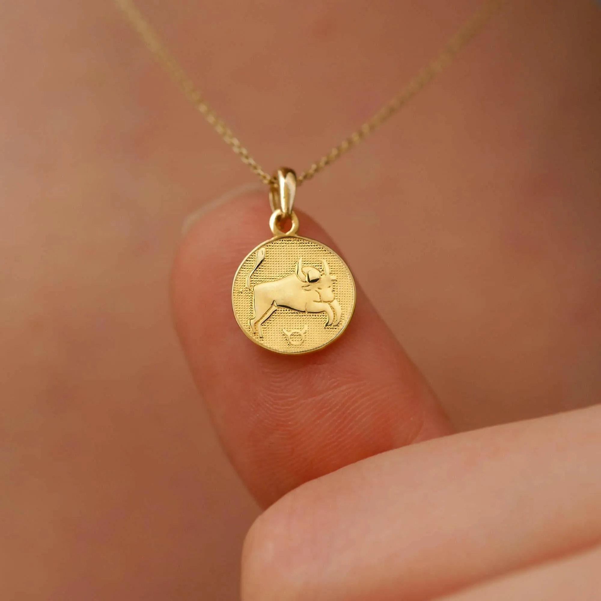 Taurus Zodiac Necklace | 14K Solid Gold