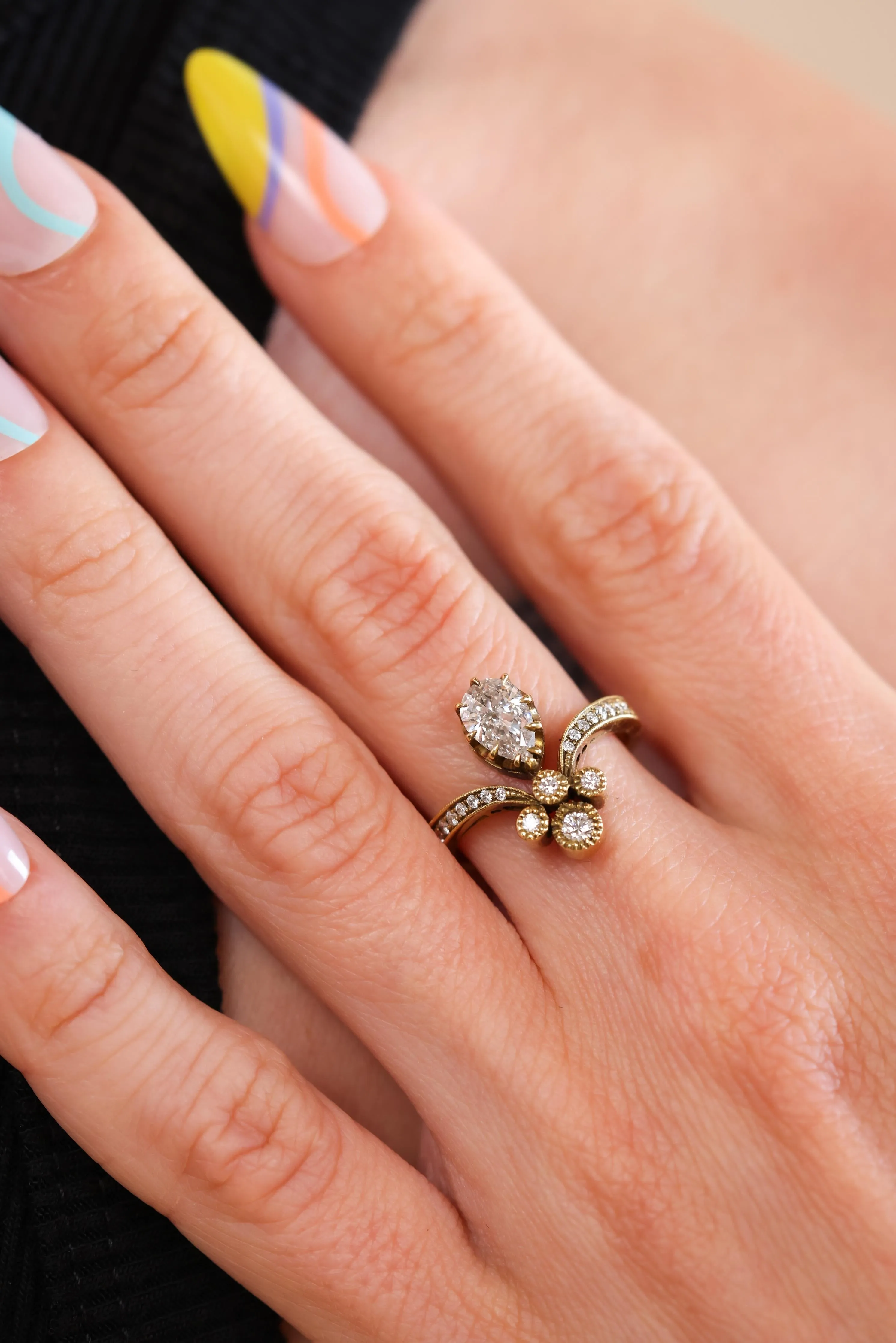 Tiara Ring with Pear Shaped Diamond