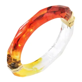 Tie Dye Lucite Hinge Bangle in Red & Yellow