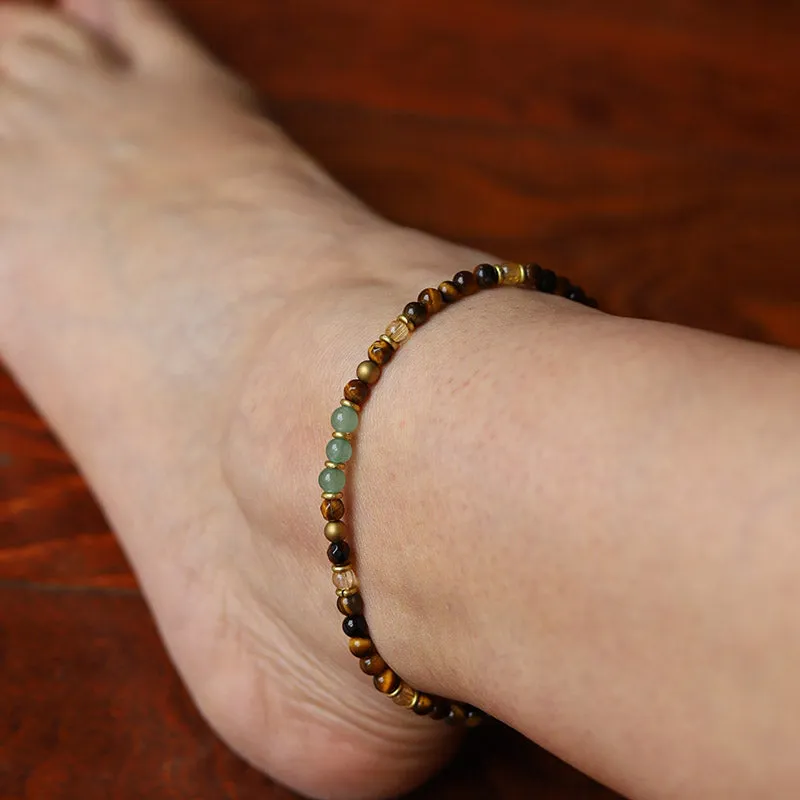 Tiger's Eye and Aventurine Anklet