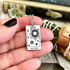 Tiny Talisman Collection - Sterling Silver The Star Tarot Card Necklace 24x14mm  /