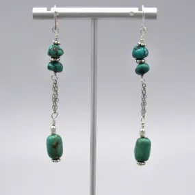 Turquoise Gemstone and Sterling Silver Drop Earrings