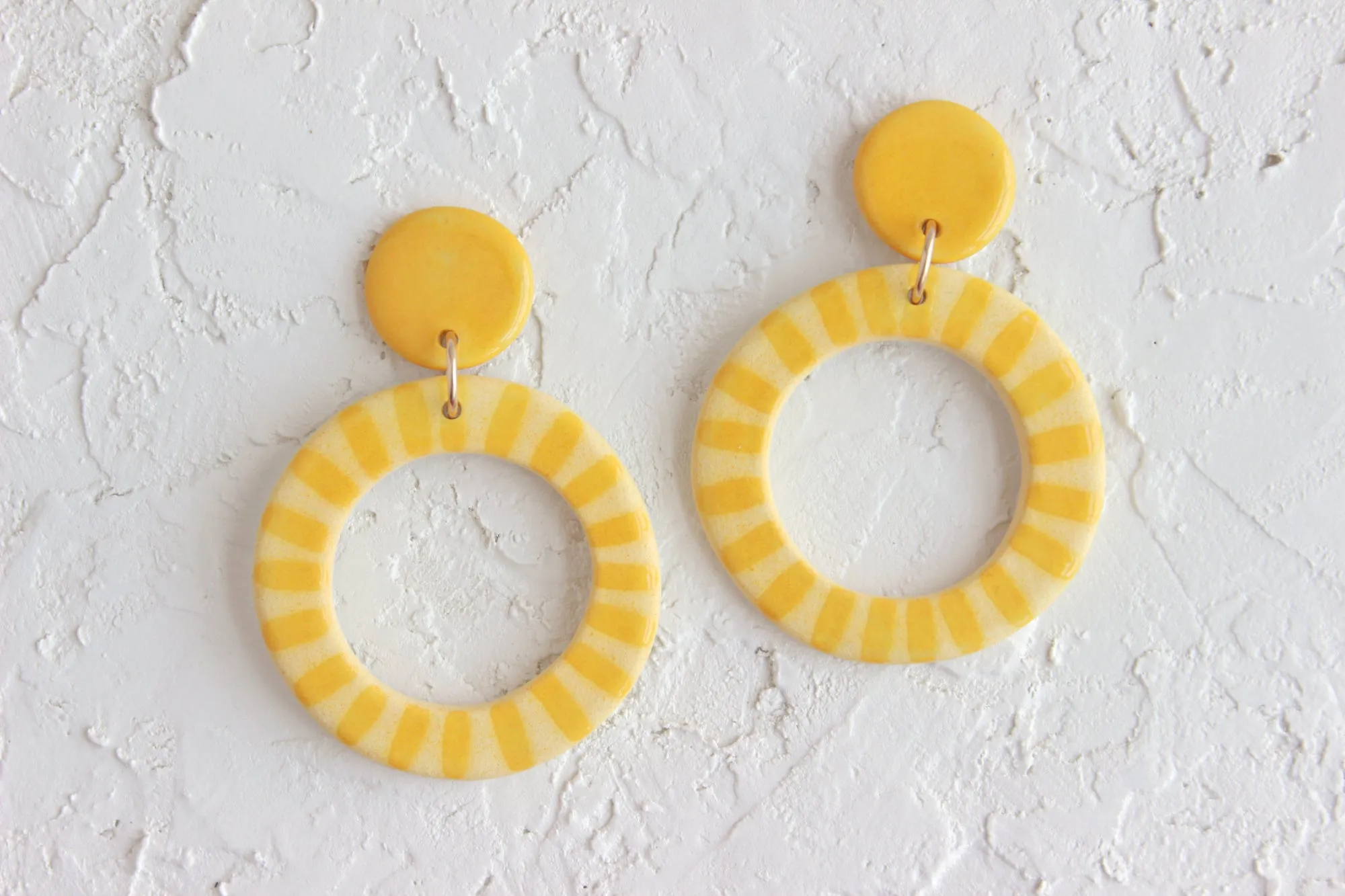 Two Tone Sunburst Cutout Statement Earrings