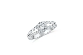 V Split Diamond Engagement Ring 1.00 ct tw 14K White Gold DENG003