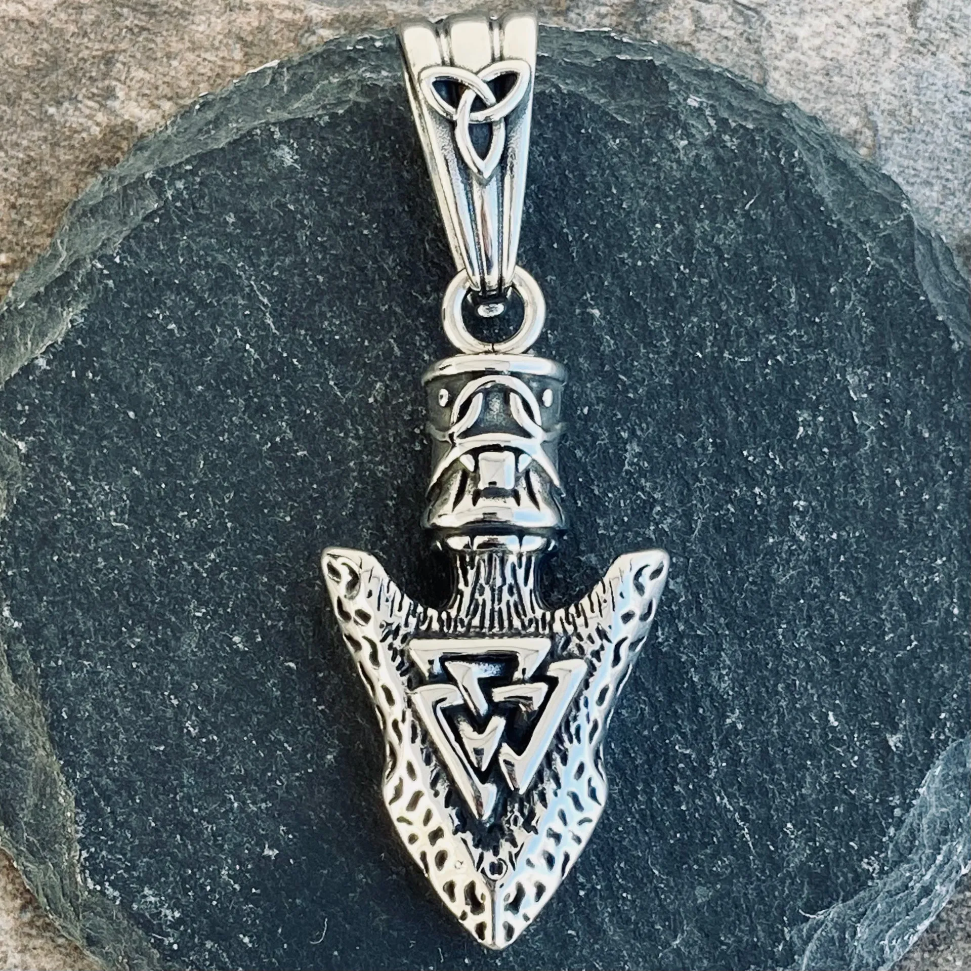 Viking - Arrow Head W/Valknut Pendant - Necklace (813)