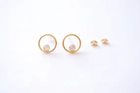 Wholesale 14k Gold Filled Open Circle Cubic Zirconia Stud Earrings - Minimalist Earrings, Everyday Jewelry, Gold Circle Stud Earrings, Dainty Studs