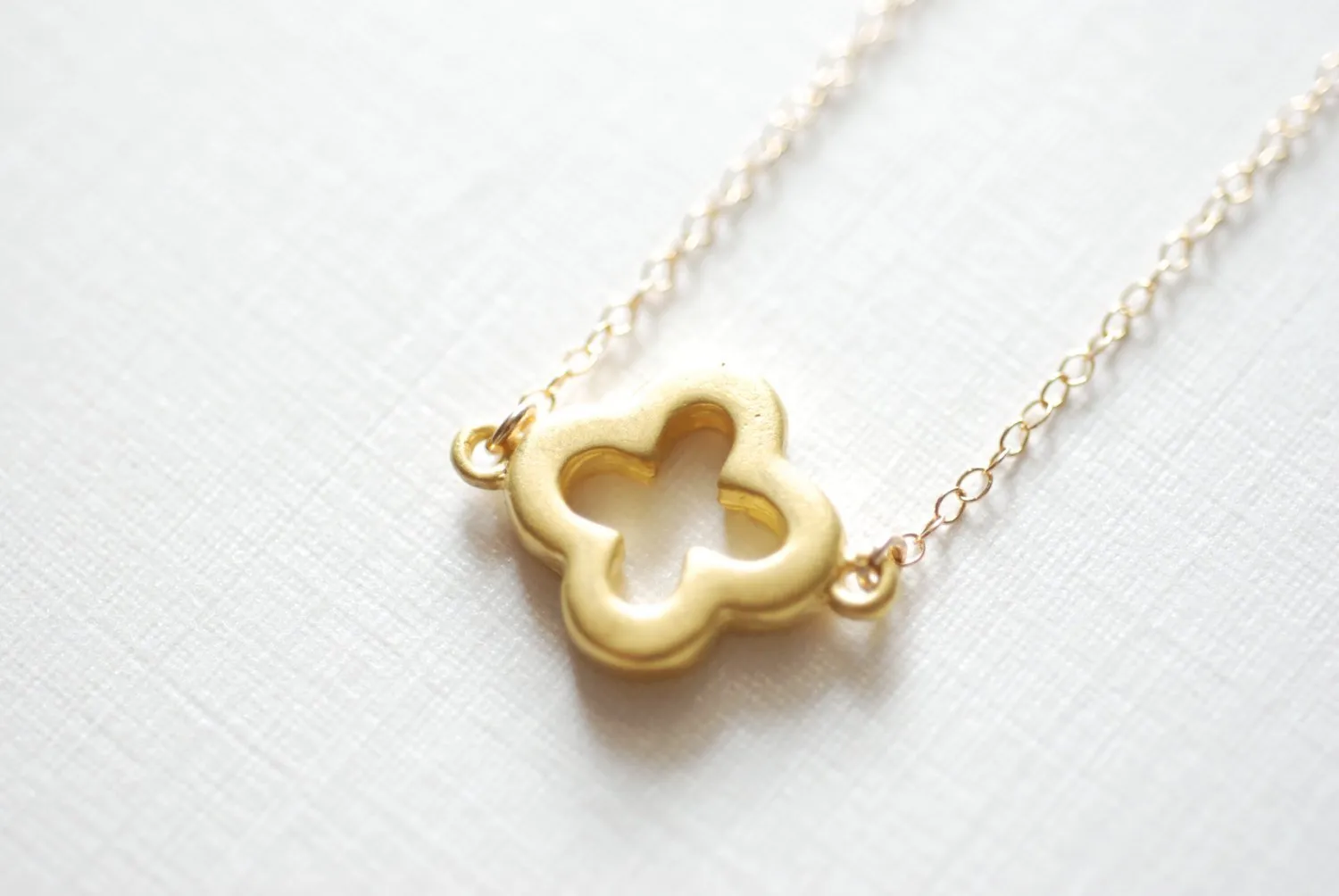 Wholesale Gold Clover Necklace, Clover Charm, Gold Necklace, Gold Quatrefoil Necklace, Gold Layer Necklace, Flower Necklace, Dainty Necklace