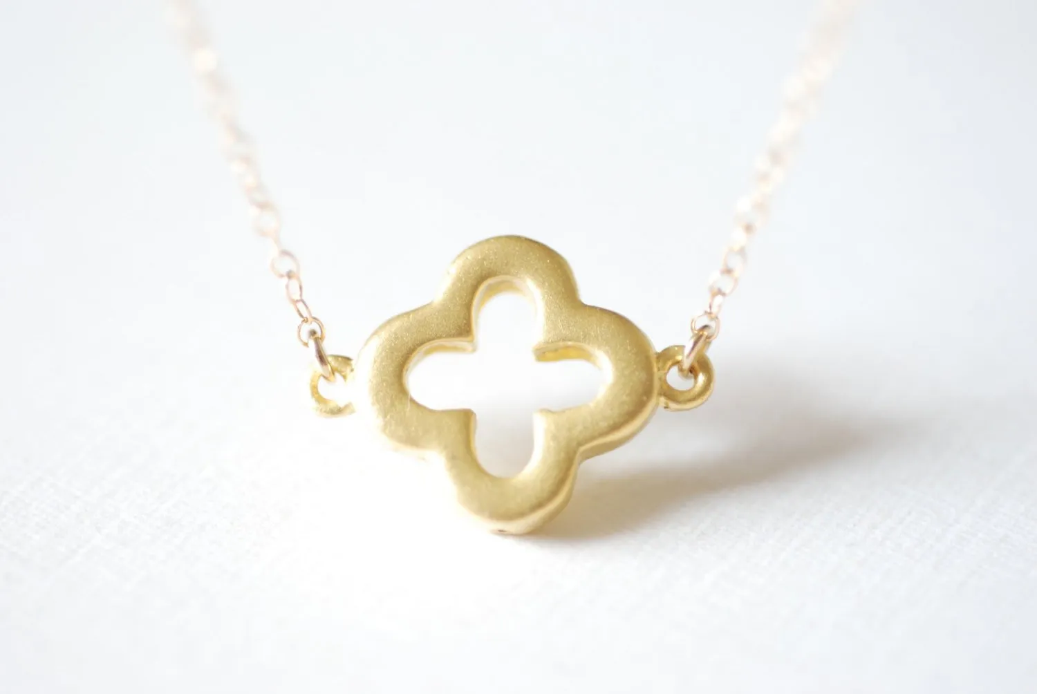 Wholesale Gold Clover Necklace, Clover Charm, Gold Necklace, Gold Quatrefoil Necklace, Gold Layer Necklace, Flower Necklace, Dainty Necklace