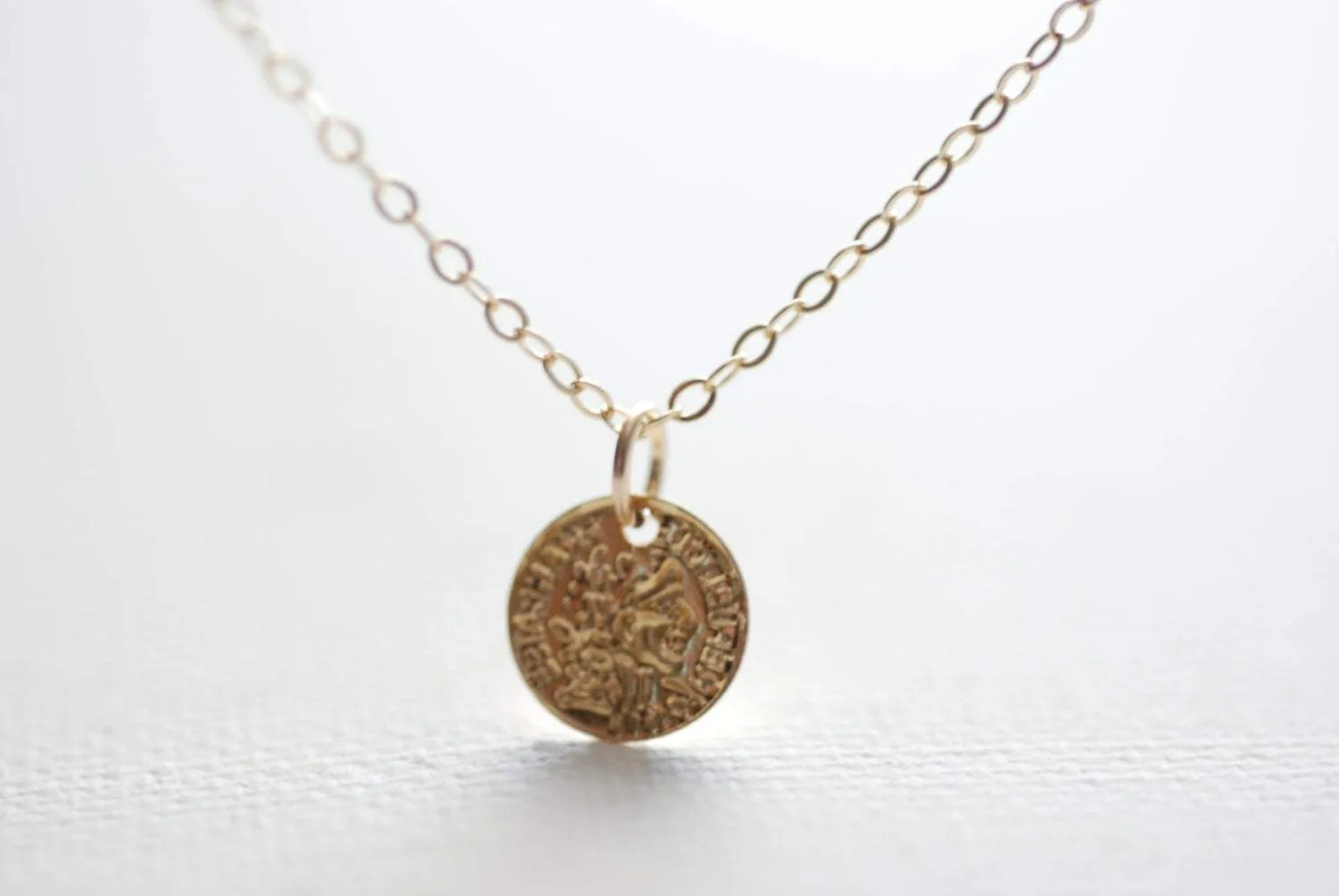 Wholesale Gold Greek Coin Circle Necklace,18k gold coin, Minimalist Coin Necklace, Gold Coin Pendant,gold disc necklace,textured disc necklace