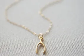 Wholesale Gold Wishbone Necklace - 24k gold wishbone, Dainty wishbone, Wishbone Pendant,Simple Wishbone Necklace,Lucky Wishbone Necklace,Gold Wishbone