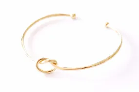 Wholesale Love Knot Bracelet | 18k Gold Plated over Brass | Adjustable Tie the Knot Wedding Bridesmaid Bangle Cuff Open Dainty B346