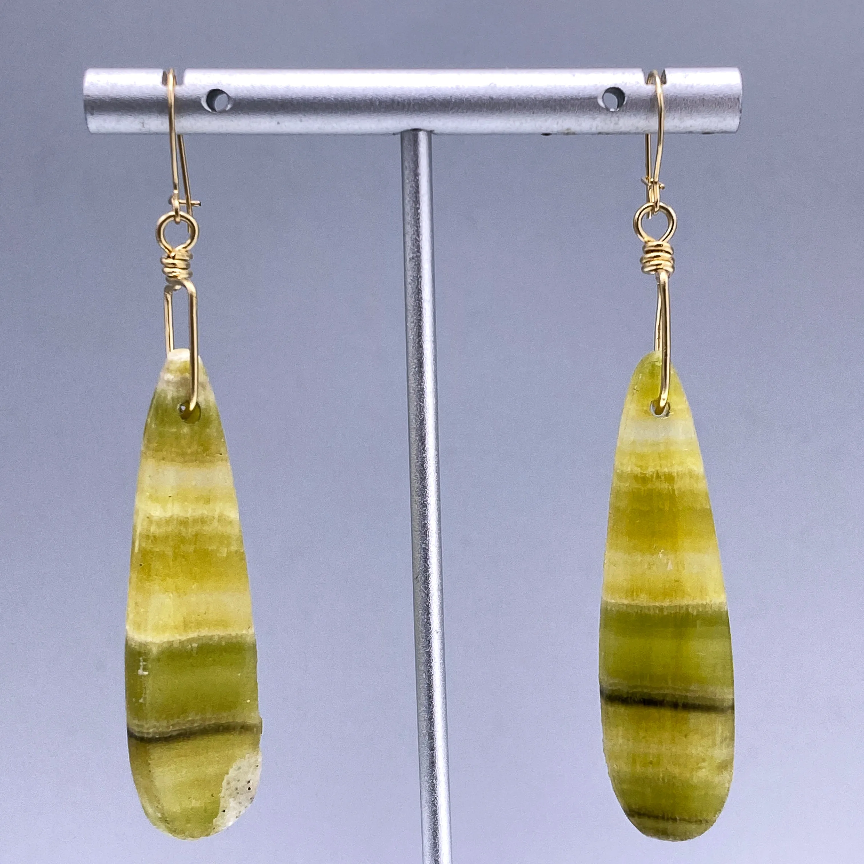 Yellow Fluorite gemstone Drop Earrings