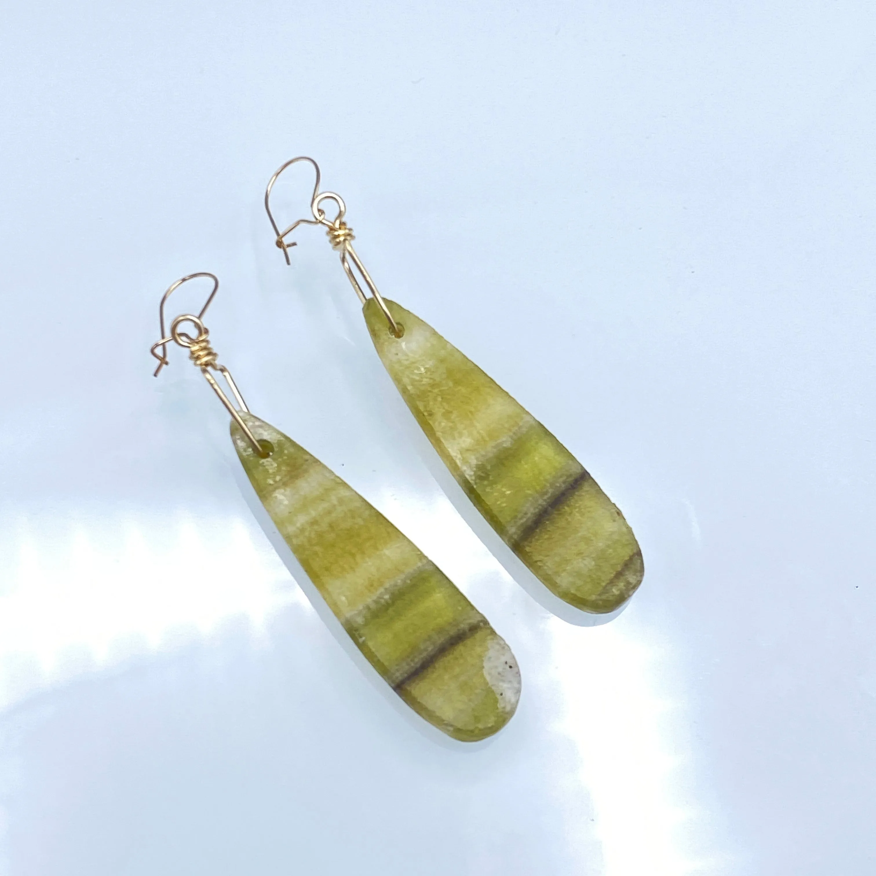 Yellow Fluorite gemstone Drop Earrings