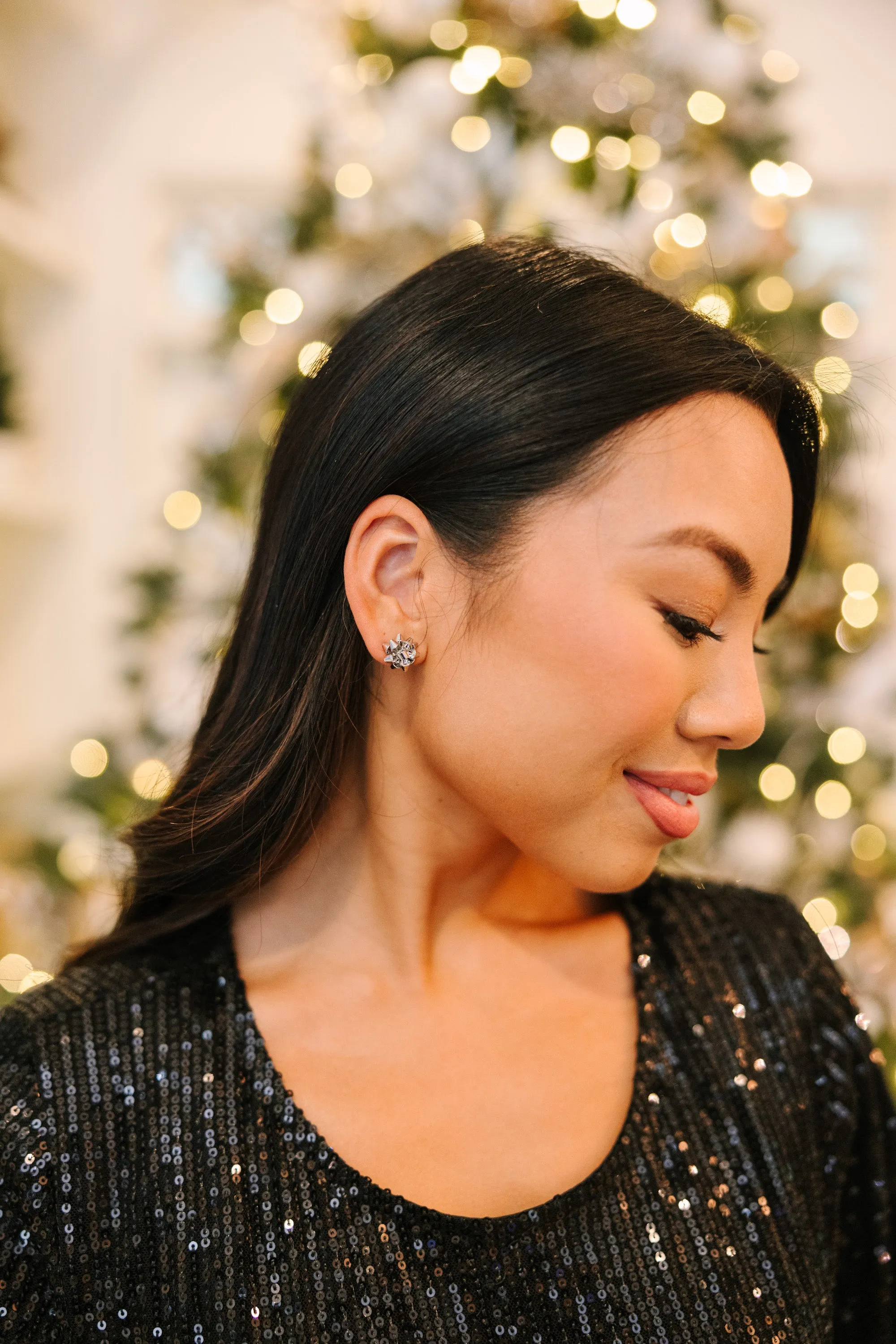 You're The Gift Silver Bow Earrings